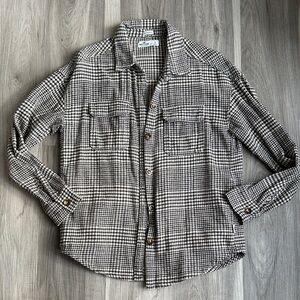 Hollister Cotton Fleecy Houndstooth Button-Up Shirt Jacket - Boyfriend fit
